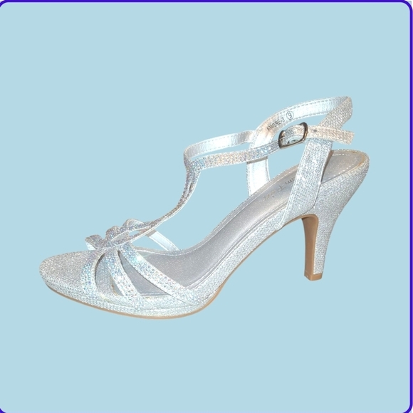 Elegant Silver Crystal Embellished Women's Heels 9 - Picture 1 of 7